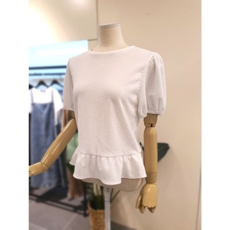 셔링 반팔 블라우스 화이트