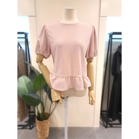 셔링 반팔 블라우스 핑크