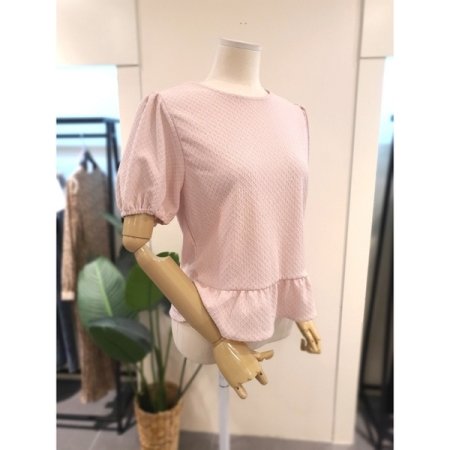 셔링 반팔 블라우스 핑크