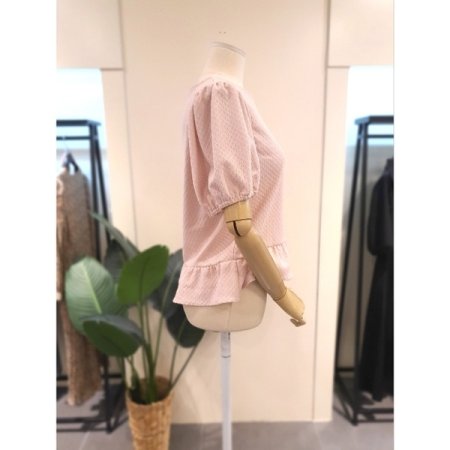 셔링 반팔 블라우스 핑크