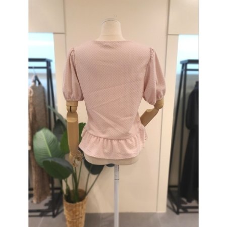 셔링 반팔 블라우스 핑크
