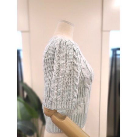 퍼프 소매 반팔 니트 민트