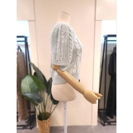 퍼프 소매 반팔 니트 민트