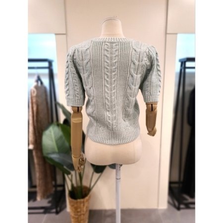 퍼프 소매 반팔 니트 민트