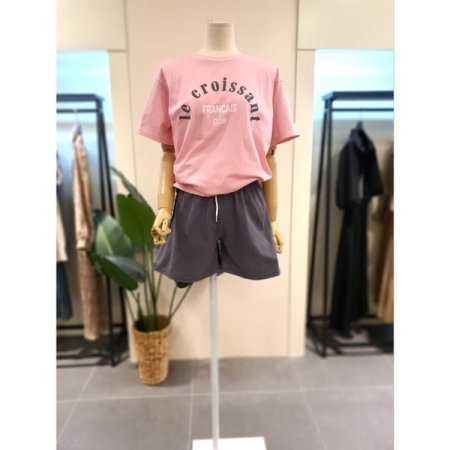 크루 반팔 반바지 세트 핑크