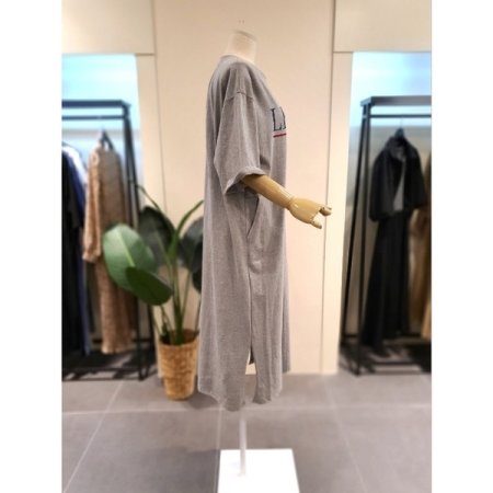 프랑 포켓 반팔 롱 원피스 그레이