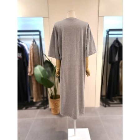 프랑 포켓 반팔 롱 원피스 그레이