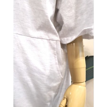 프랑 포켓 반팔 롱 원피스 라이트그레