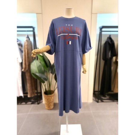 프랑 포켓 반팔 롱 원피스 라이트그레