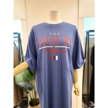 프랑 포켓 반팔 롱 원피스 블루