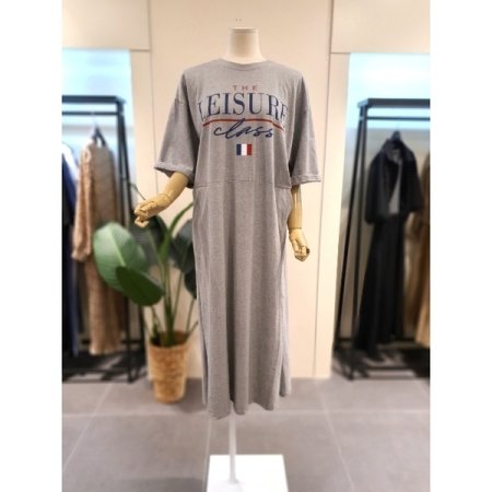 프랑 포켓 반팔 롱 원피스 블루