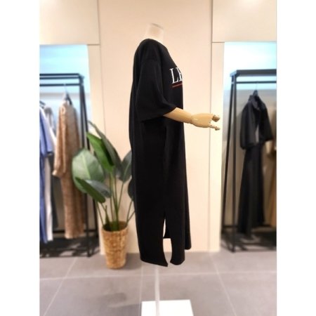 프랑 포켓 반팔 롱 원피스 블랙