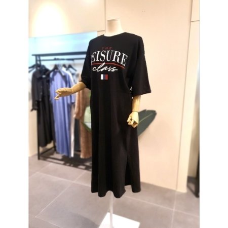 프랑 포켓 반팔 롱 원피스 블랙