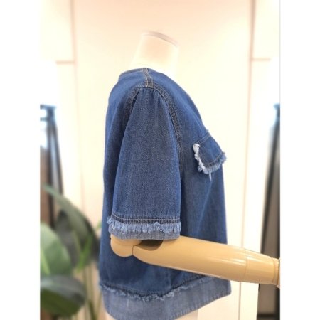 포켓 수술 반팔 청남방 다크블루