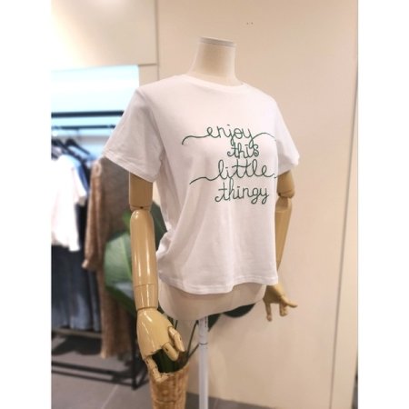 레터링 반팔 티셔츠 화이트