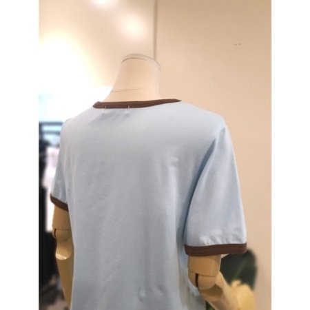 카모 배색 반팔 티셔츠 스카이블루