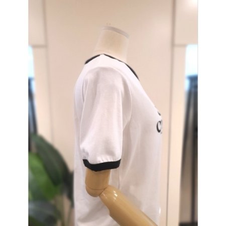 카모 배색 반팔 티셔츠 화이트