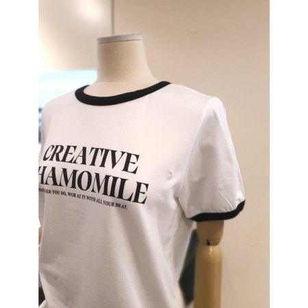 카모 배색 반팔 티셔츠 화이트