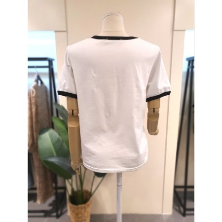 카모 배색 반팔 티셔츠 화이트