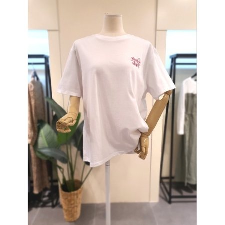 플라워 솔리드 루즈핏 반팔티 화이트