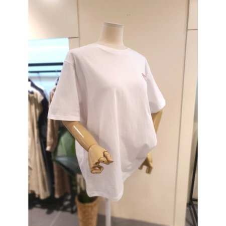 플라워 솔리드 루즈핏 반팔티 화이트