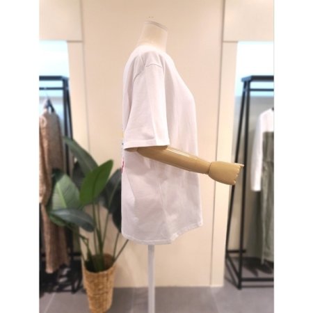 플라워 솔리드 루즈핏 반팔티 화이트