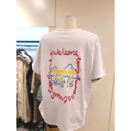 플라워 솔리드 루즈핏 반팔티 화이트