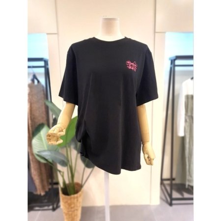 플라워 솔리드 루즈핏 반팔티 화이트