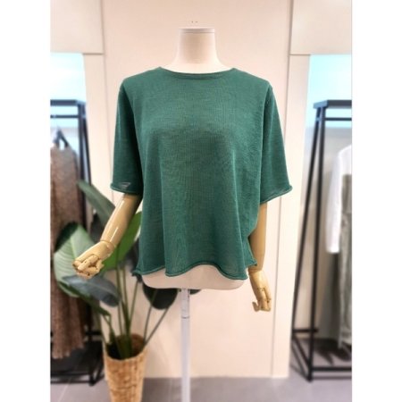 돌돌 라운드 반팔 니트 그린