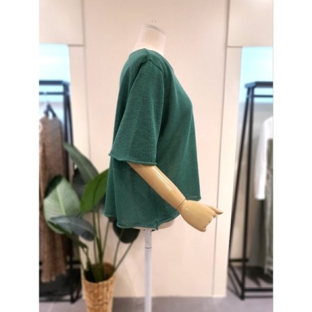 돌돌 라운드 반팔 니트 그린