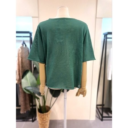 돌돌 라운드 반팔 니트 그린