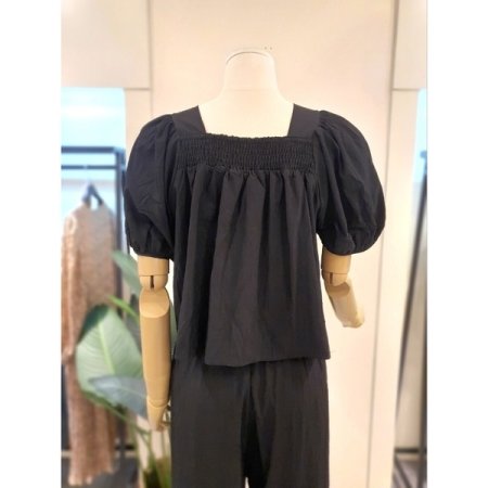 바스락 밴딩 블라 팬츠 세트 블랙