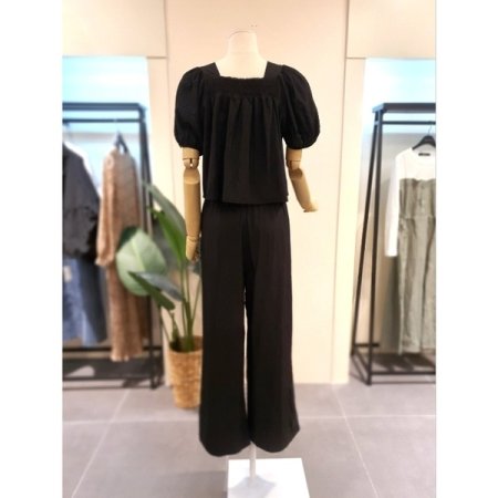 바스락 밴딩 블라 팬츠 세트 블랙