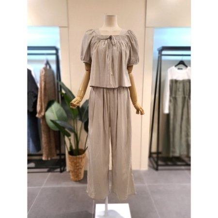 바스락 밴딩 블라 팬츠 세트 블랙