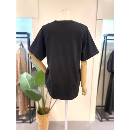 플라워 반팔 티셔츠 블랙