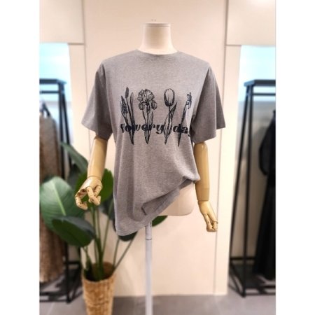 플라워 반팔 티셔츠 블랙