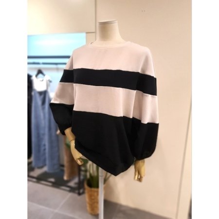 블루종 스트라이프 7부 블라우스