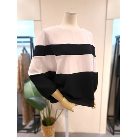 블루종 스트라이프 7부 블라우스