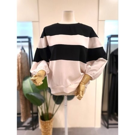 블루종 스트라이프 7부 블라우스