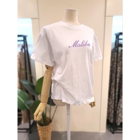 말리부 자수 반팔 티셔츠 아이보리