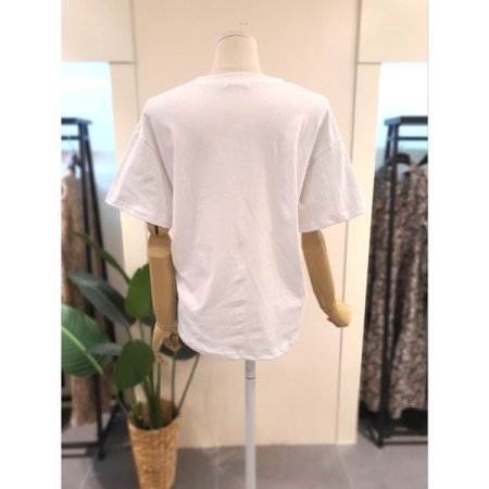 말리부 자수 반팔 티셔츠 아이보리