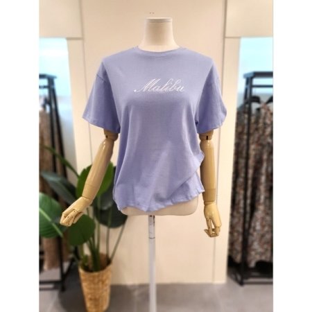 말리부 자수 반팔 티셔츠 아이보리