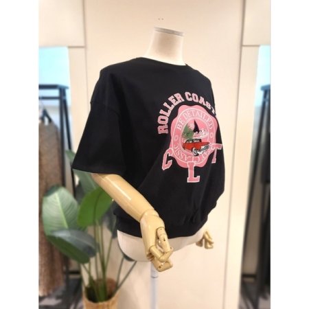 코스터 프린팅 반팔 티셔츠 블랙