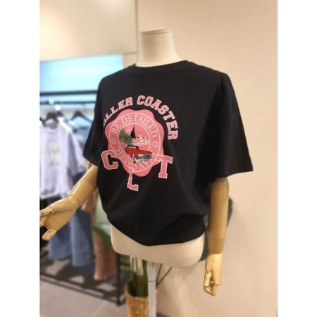 코스터 프린팅 반팔 티셔츠 블랙