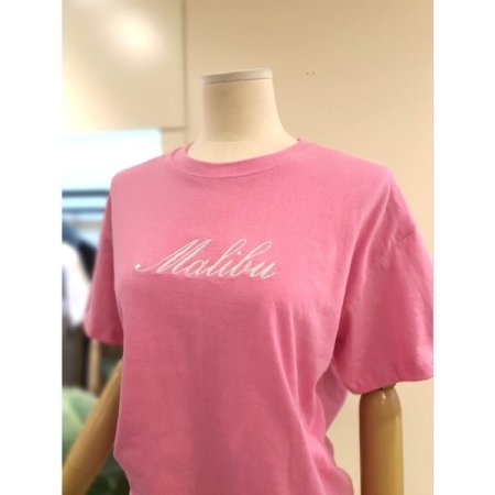 말리부 자수 반팔 티셔츠 핑크