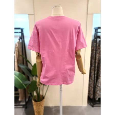 말리부 자수 반팔 티셔츠 핑크