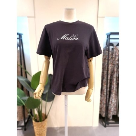 말리부 자수 반팔 티셔츠 핑크