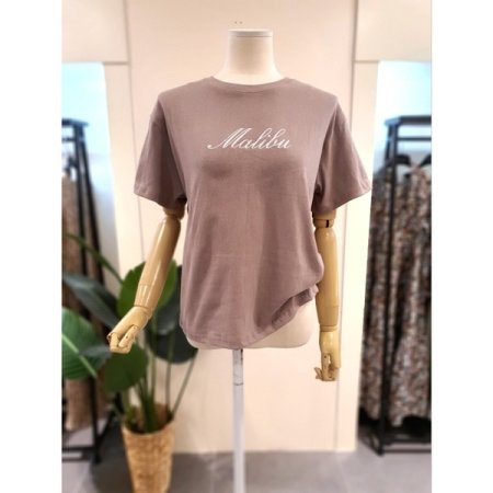 말리부 자수 반팔 티셔츠 핑크