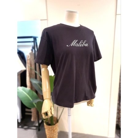 말리부 자수 반팔 티셔츠 블랙