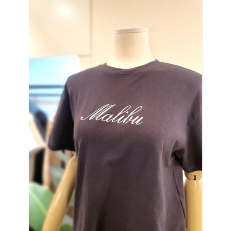 말리부 자수 반팔 티셔츠 블랙